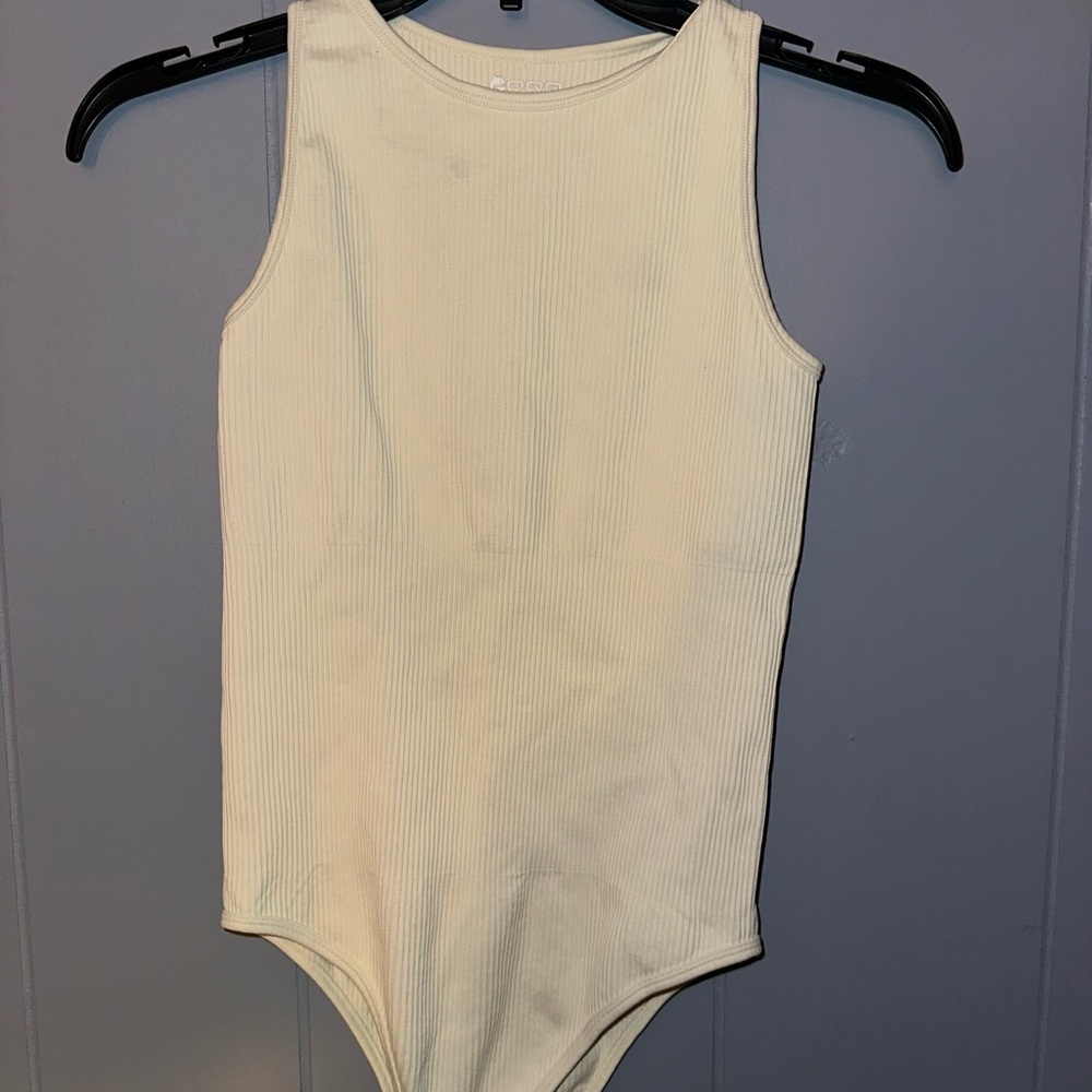 Cream Bodysuit with Tank-Style Neckline